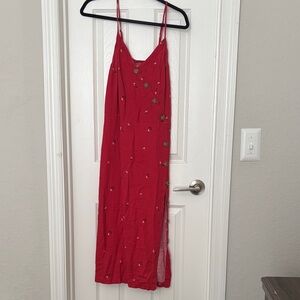 Universal Thread Red Maxi Dress with Floral Accents